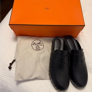 Hermes Calya Leather Mules